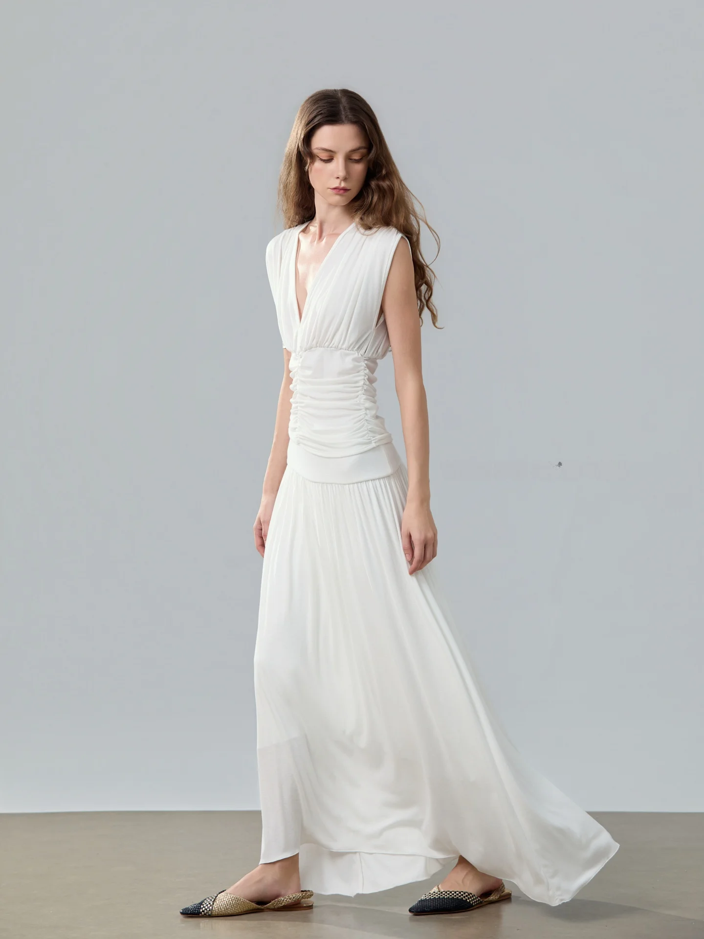 

Юбка Ele Fairy: Оригинальный дизайн, художественная плиссировка, макси-юбка для праздников, белая, А-силуэт, из полиэстера с эластаном, низкая талия