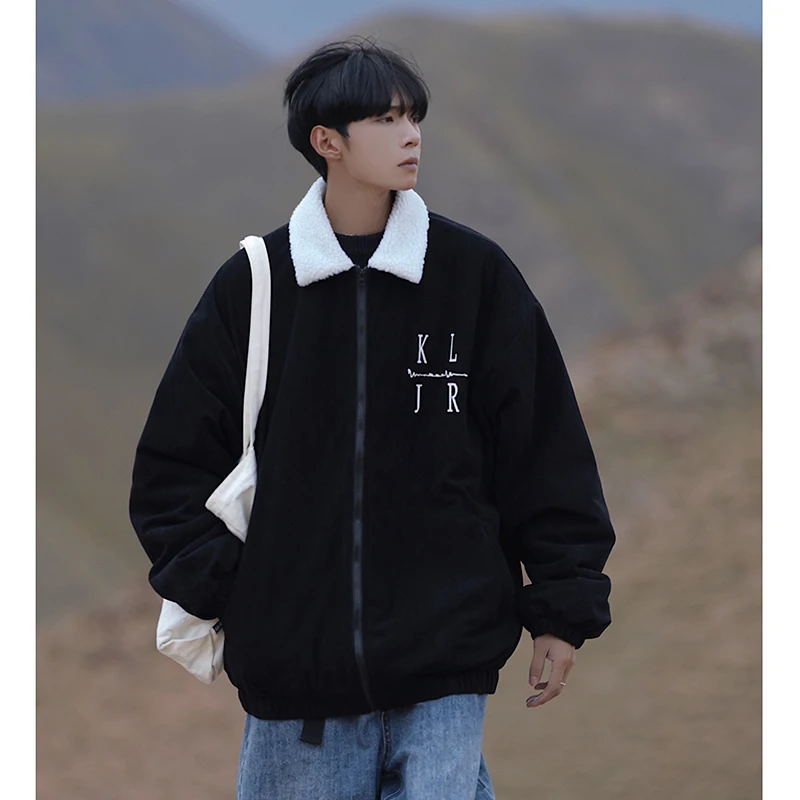 

Мужская зимняя теплая куртка из хлопка с подкладкой из овечьей шерсти, утепленная, в стиле ретро, из вельвета, в американском стиле, молодежная повседневная одежда