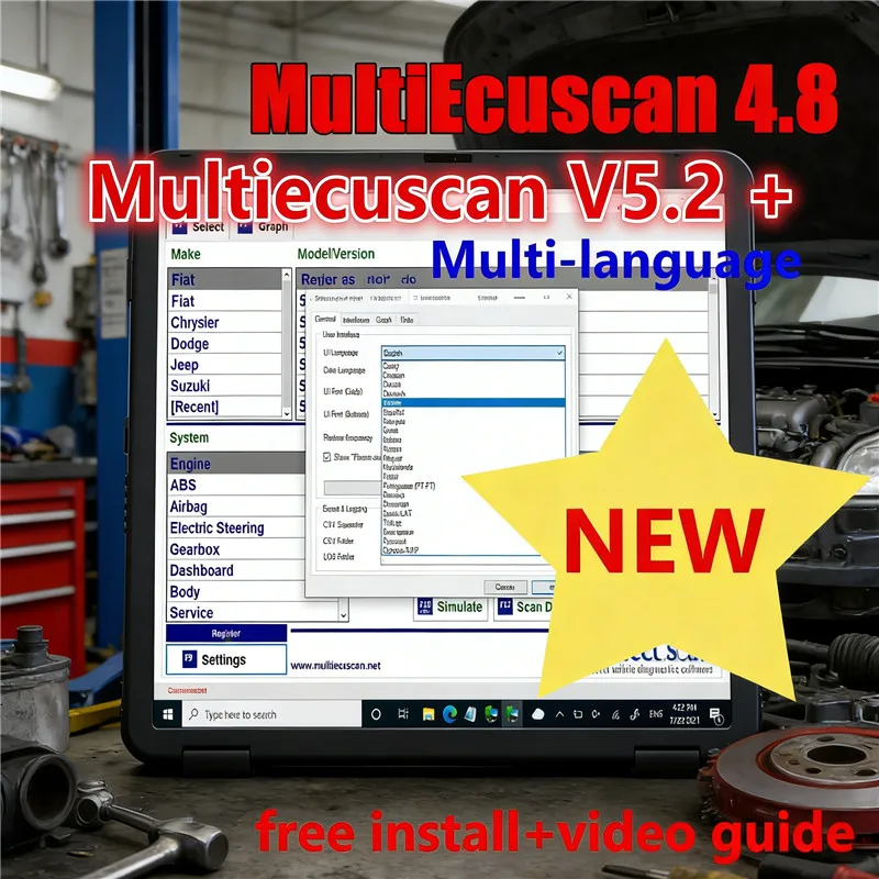 

Good sale Multiecuscan V5.2+4.8 work with ELM327 for Fiat/Chrysler/Dodge/Jeep/Suzuki OBDII Scanner Car Software