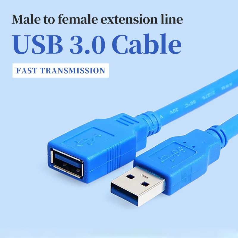 1m / 1.5m/3m USB 3.0 الذكور إلى الإناث تمديد كابل كبل شحن الهاتف المحمول شاحن كابل بيانات كابل التوصيل الأزرق