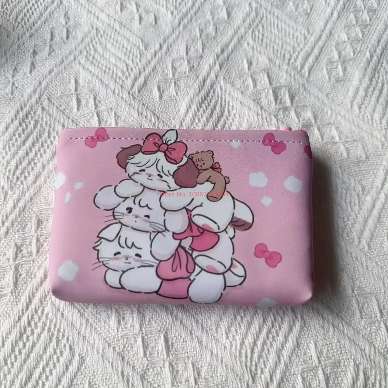 Miniso Pu Mikko rosa niedlichen Cartoon wasserdichten Reiß verschluss Kawaii Katze drucken Null Brieftasche Studenten karte ID Aufbewahrung tasche