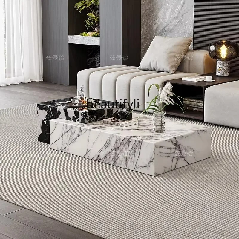 

D2520 Marble Coffee Table Extendable Italian Minimalist Modern Simple Living Room Rectangular Designer Small Apartment Low Table