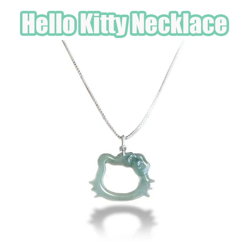 Collana Hello Kitty Anime Sanrio Ragazza carina Collana di giada minimalista con clavicola Accessori versatili quotidiani Regalo di compleanno per