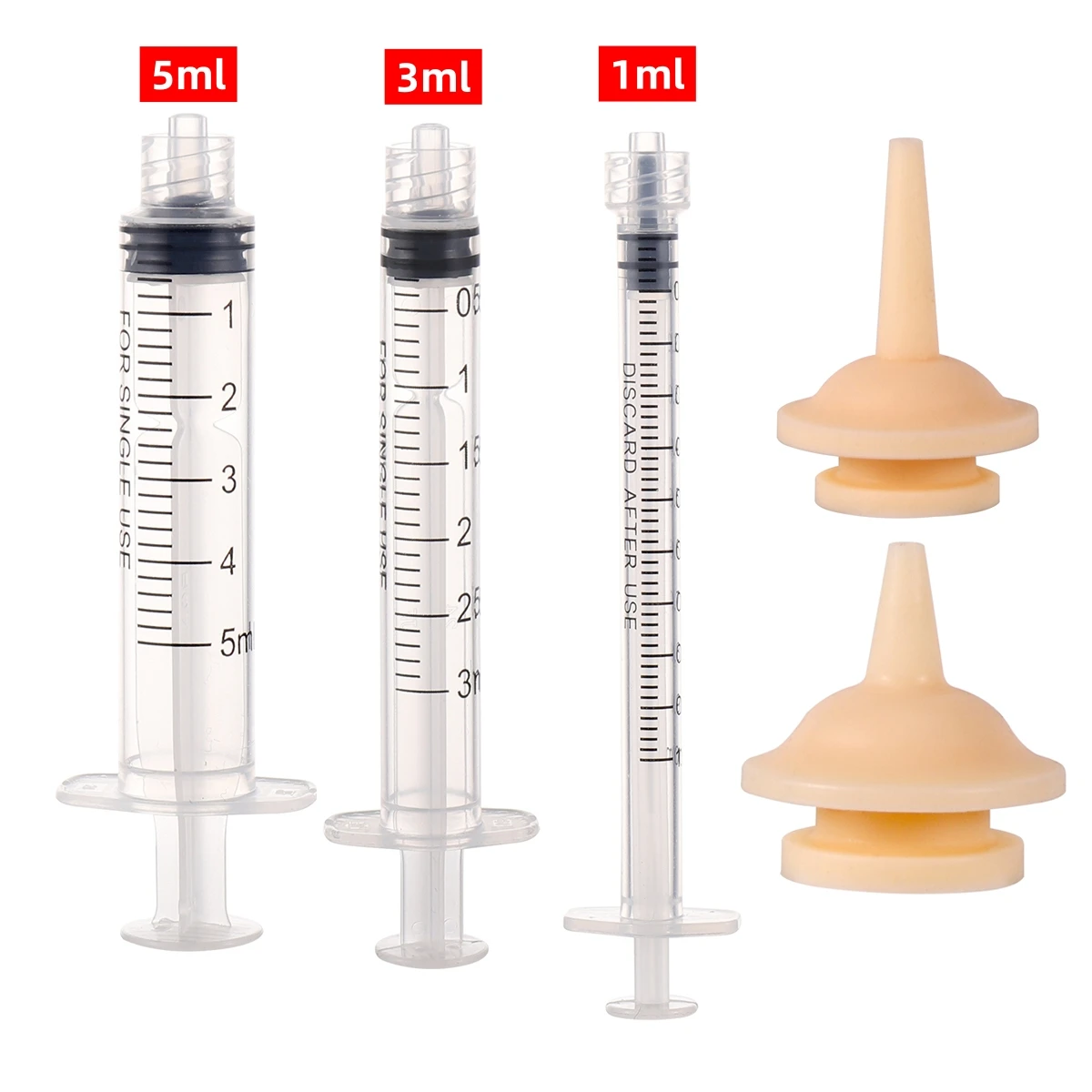 Pet Feeding Kitten Silicone Nipple Needle Feeder Newborn Puppy Dog Medicine Milk Water Feeding Syringe Set 1/3/5/10/30/50ml 1Pc