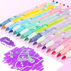 8pcs Double-ended Magic Color Changing Highlighter Pen Set, Student Diary Scrapbook Painting DIY Making, Classroom and Office