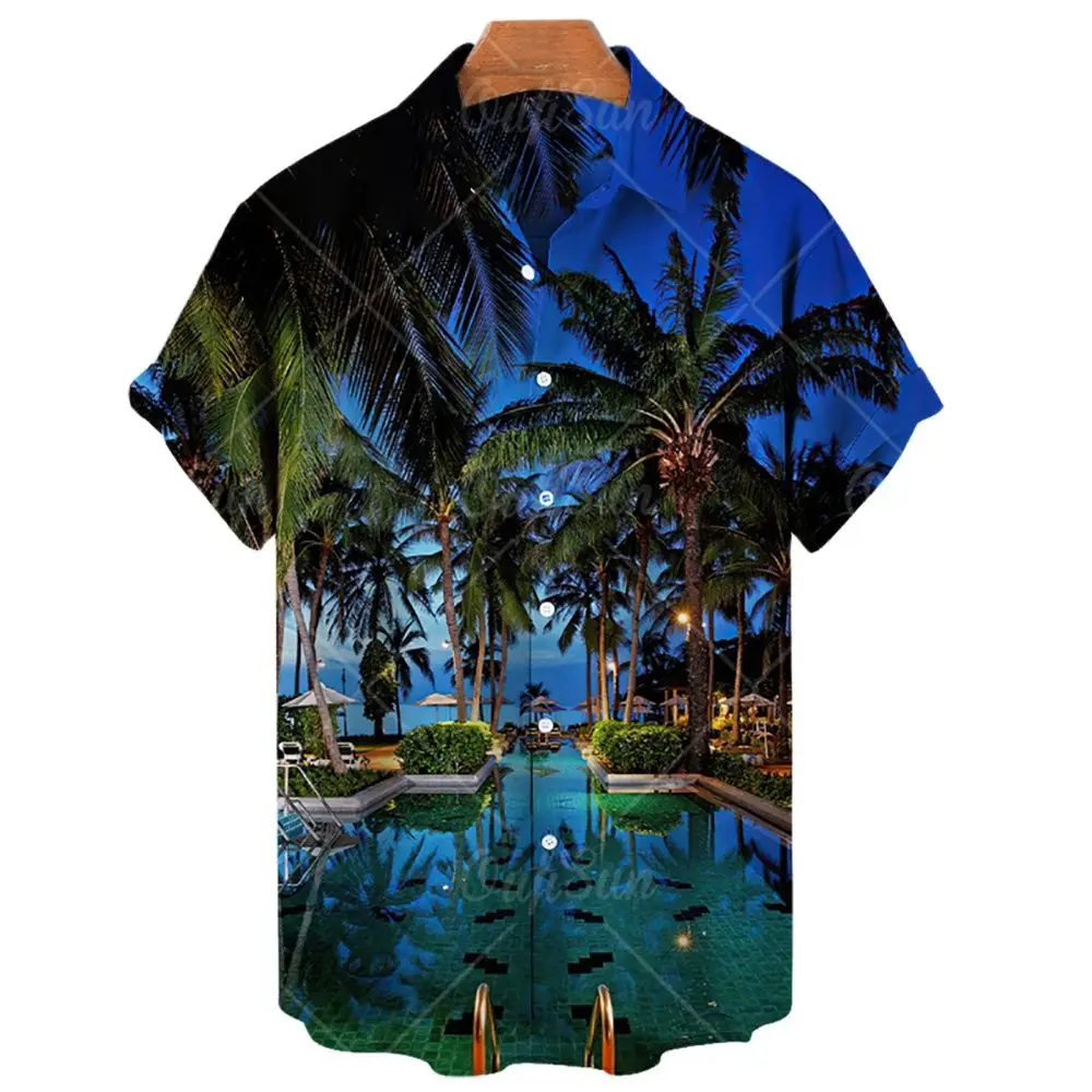 Men\'s Hawaiian shirts Summer beach vacation shirt Unisex men and women\'s daily clothing Fashion casual outdoor short sleeved top