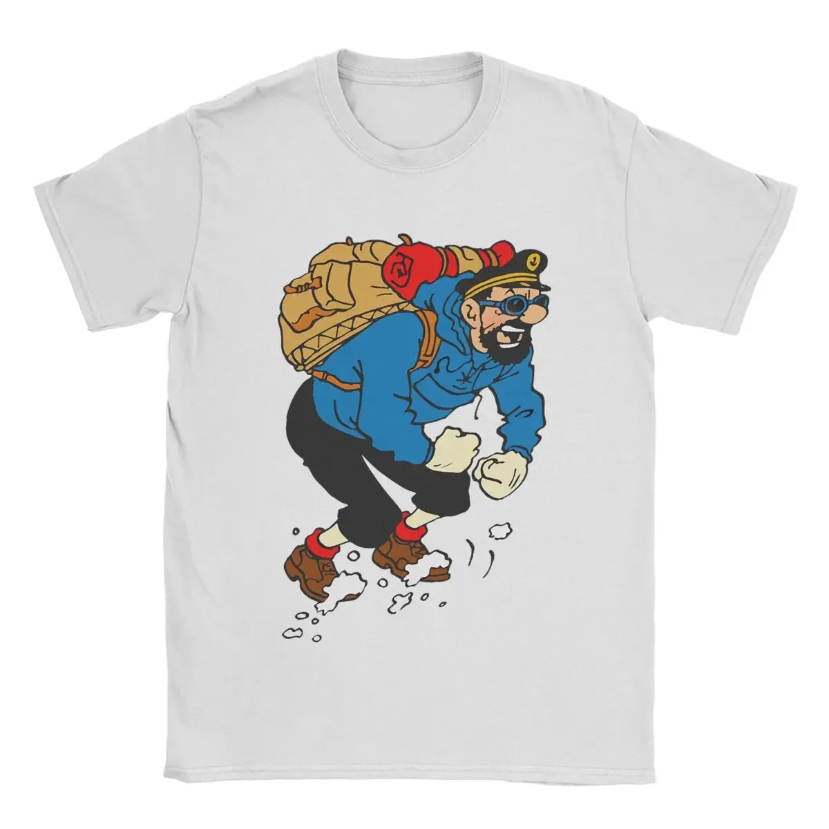 

Captain Mountaineering Graphic T-Shirt Cartoon Print Short Sleeve Cotton Crew Neck Summer Trip Tees for Men