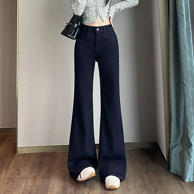 

High Waist Bell Bot Denim Jeans Women's Spring Autumn Slim Fit Cotton Polyester Blend Casual Long Pants ket Design