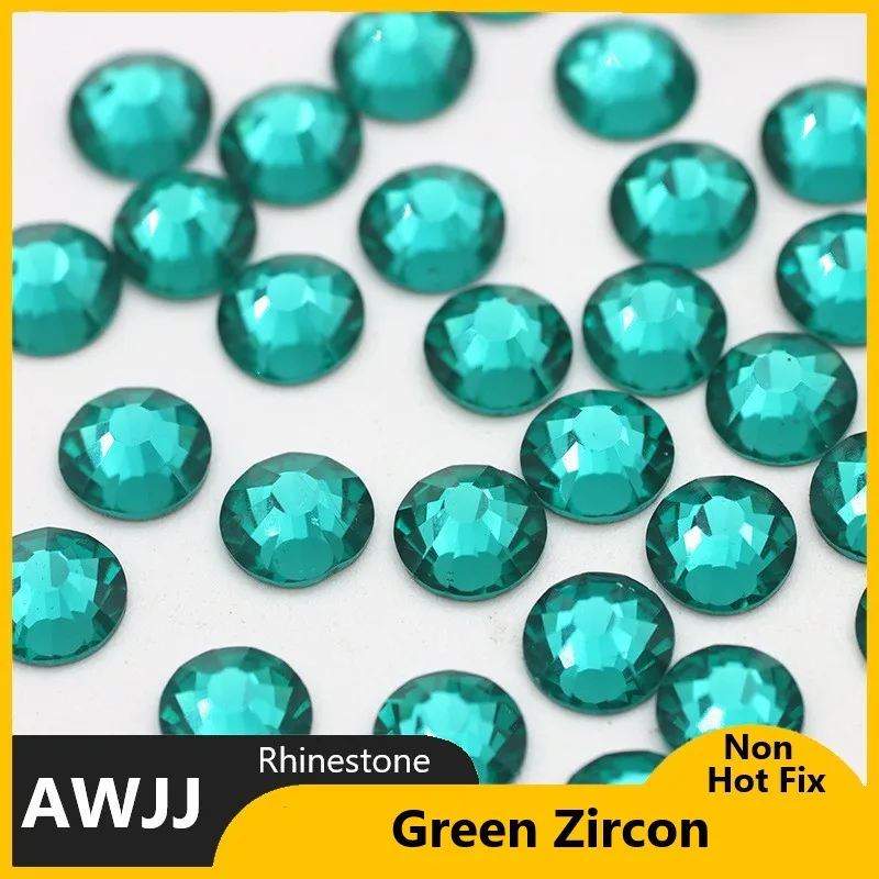 Green Series SS3-30 Non Hot Fix Rhinestones flat back crystal strass glitter stone for DIY manicure 3D nail art fabric garment