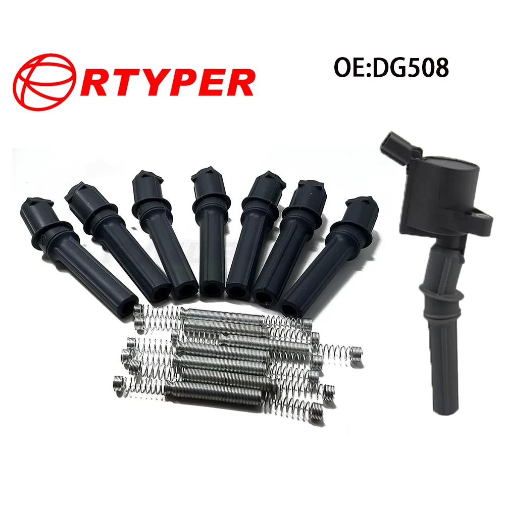 4 PCS Ignition Coil DG508 C1454 C1417 FD503 Rubber Boot With Spring For Ford Mercury 4.6L 5.4L V8