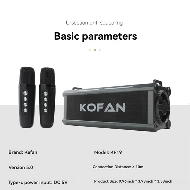 Altavoz Bluetooth inalámbrico Supergraves de 20W, tarjeta de sonido integrada, Subwoofer con efecto de luz colorida con 2 micrófonos, Karaoke portátil para el hogar