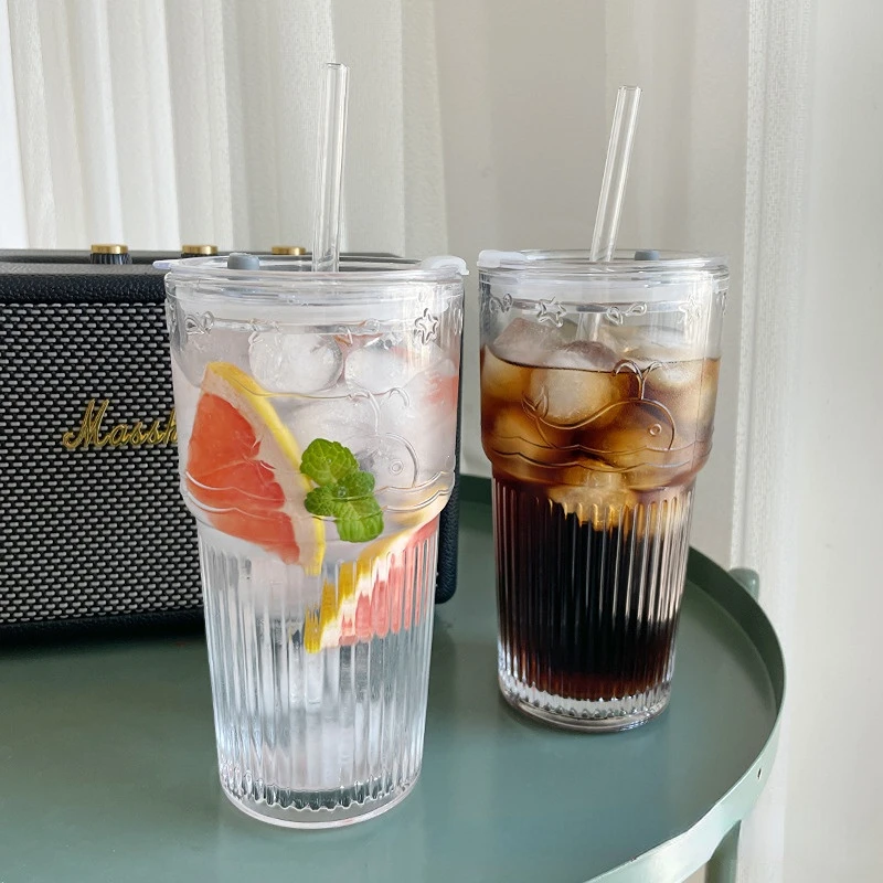 

Glass cups, large capacity fruit tea straws, household drinking water thickened cups, beverage juice cups