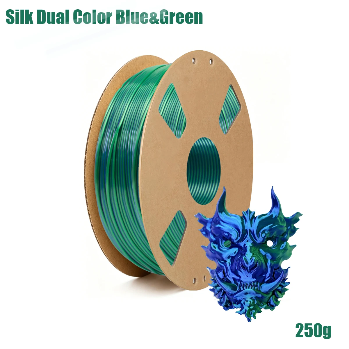 

1.75mm Blue Green Silk Dual Color PLA Filament, Coextrusion Gradient, 200g/250g/500g/1000g Spool