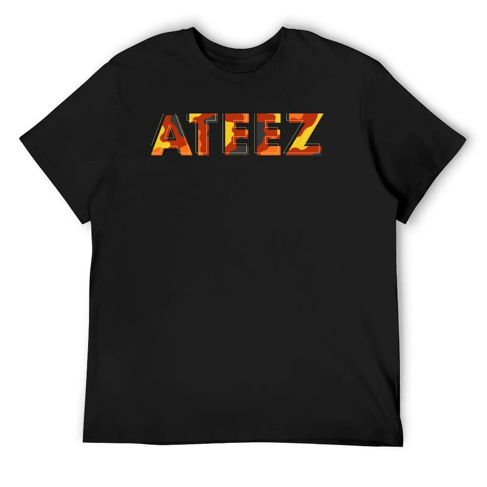 

ATEEZ Orange Yellow Red CAMO Camouflage Army Print T-Shirt oversize t-shirts man anime tshirt mens graphic t-shirts hip hop