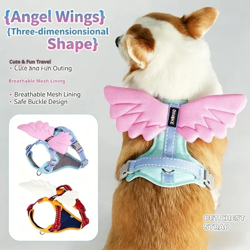 

Dog Harnesses Leads With Leash Cute Angel Wings Cartoon Pet Walking Harness For Small Medium Dogs Outdoor Exquisite dog leash