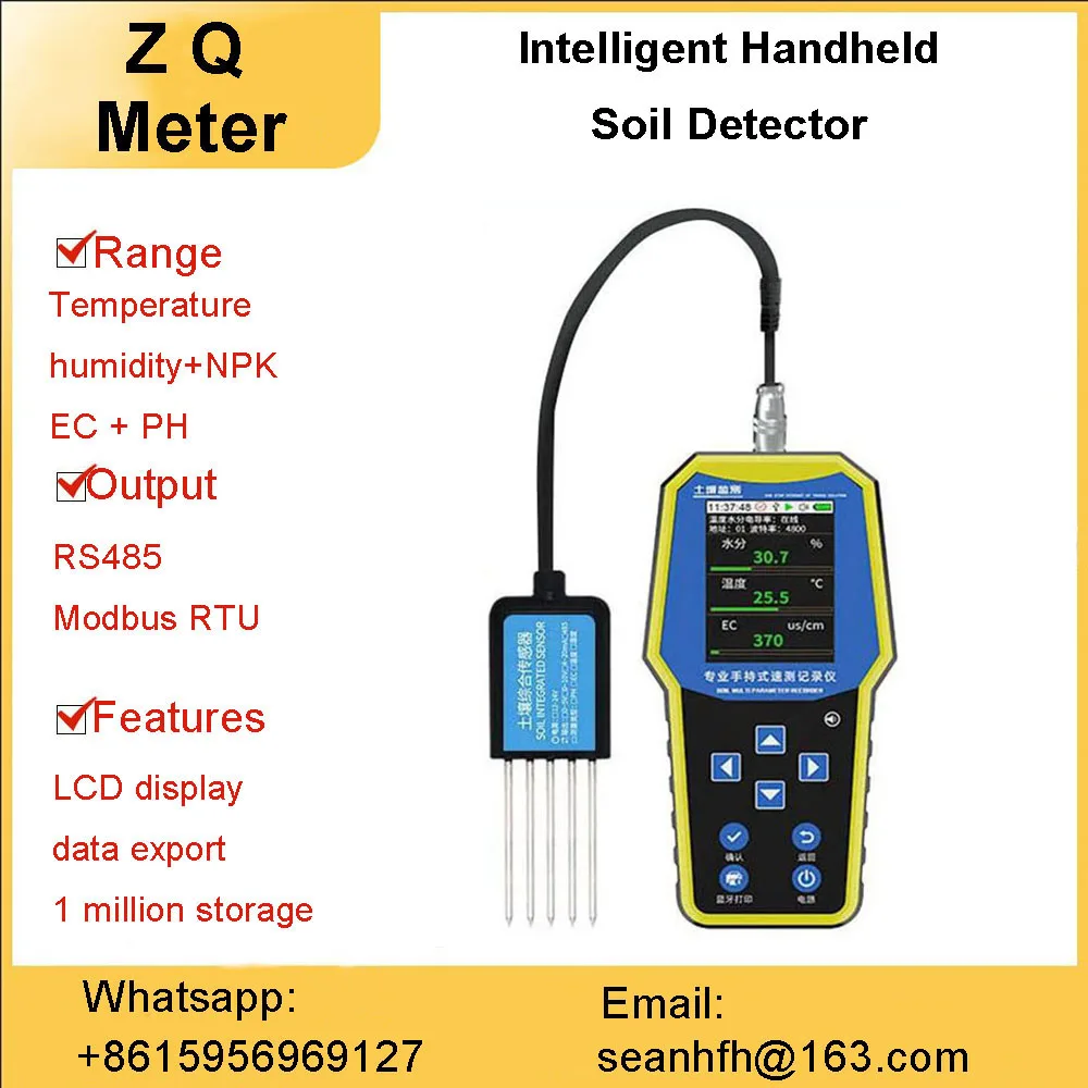 On-site display Soil temperature and humidity sensor nitrogen phosphorus potassium moisture detector conductivity transmitter