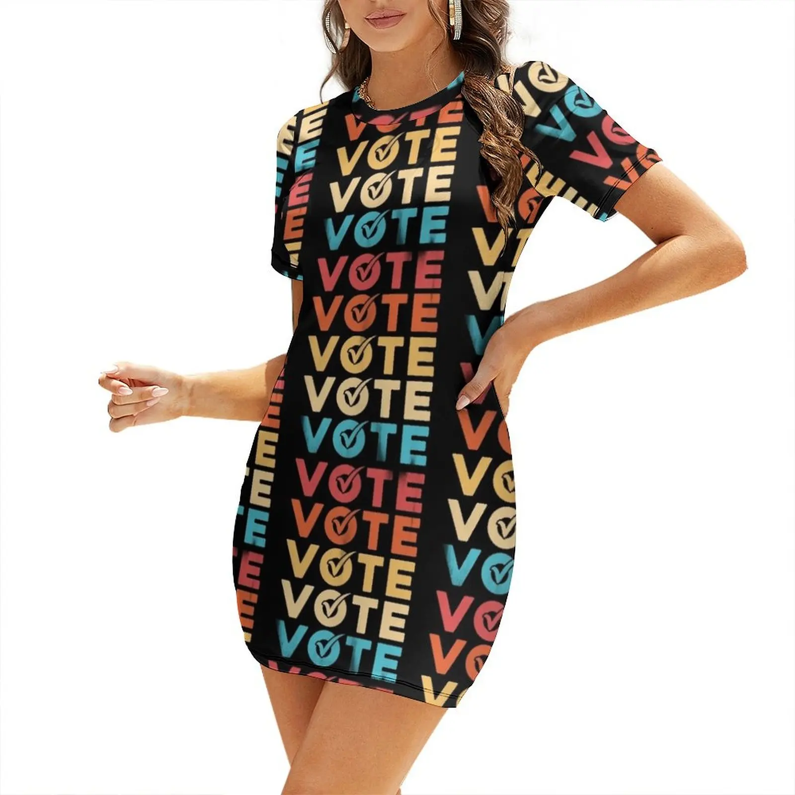 Vote 2024 vote eua eleição vintage camiseta vestido de manga curta vestidos de casamento para festas vestido de verão mulher 2025 vestido na moda