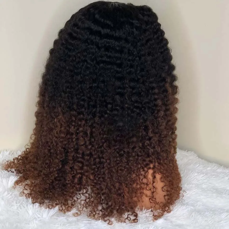 Soft 26Inch Long Brown 180Density Ombre Blonde Kinky Curly Lace Front Wig For Black Women Synthetic Baby Hair Daily Preplucked