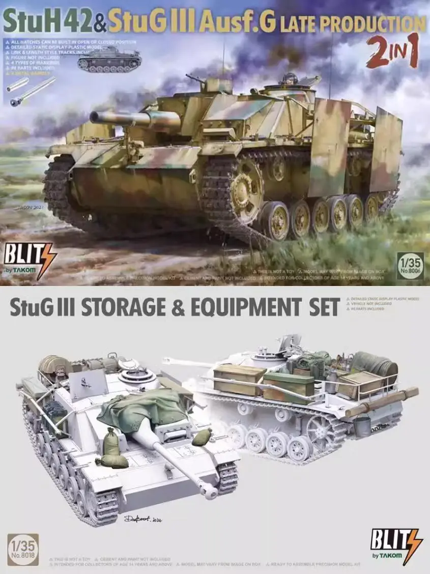 Takom 8006 &8018 1/35 Scale StuH42 & StuG.III Ausf.G Late Production 2 in 1 &StuGIII Storage & Equipment Set