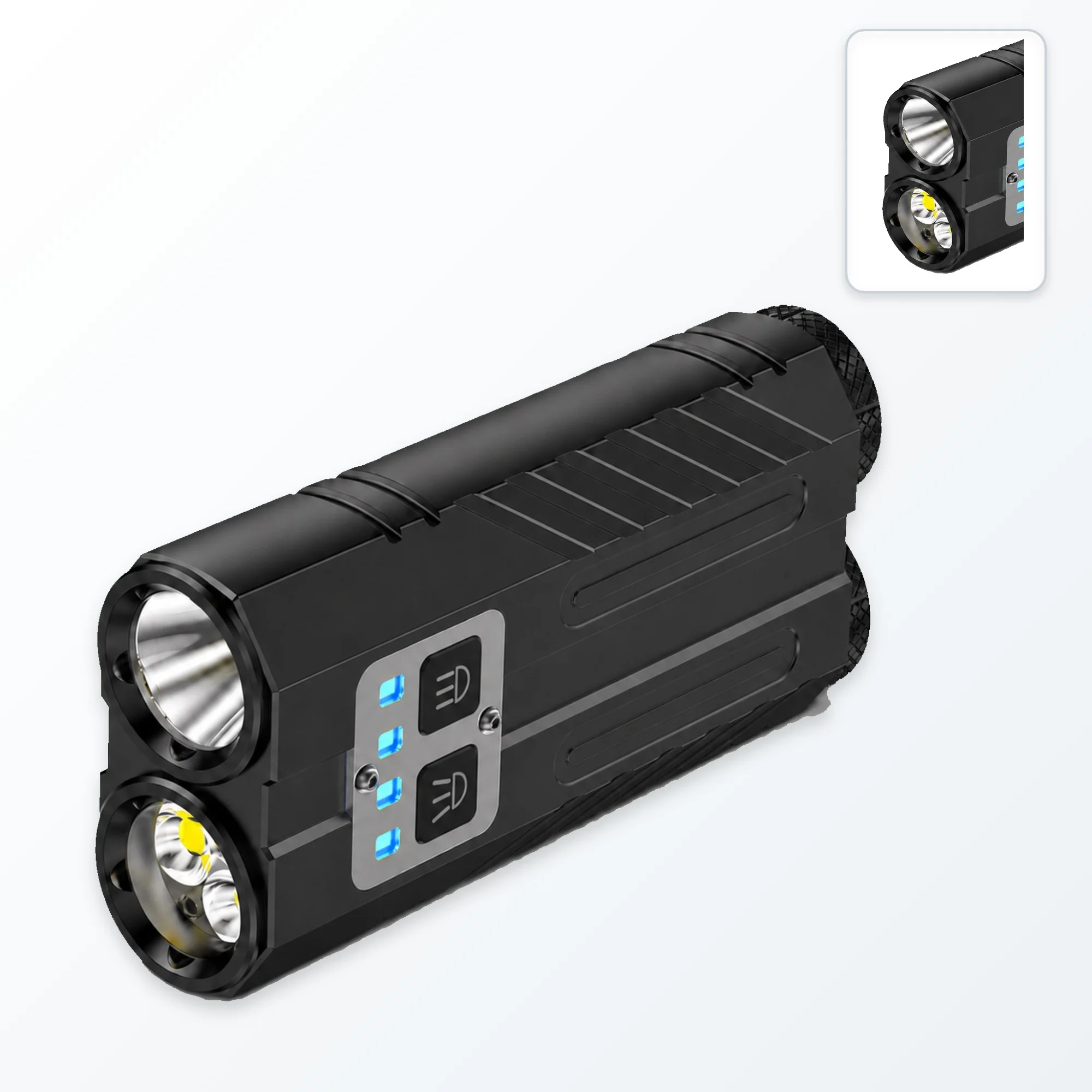 Flat Dual Beam EDC Flashlight USB-C Rechargeable Spotlight Floodlight with 4400mAh Battery, Aluminum Pocket Torch with Clip for Camping Emergency Repair