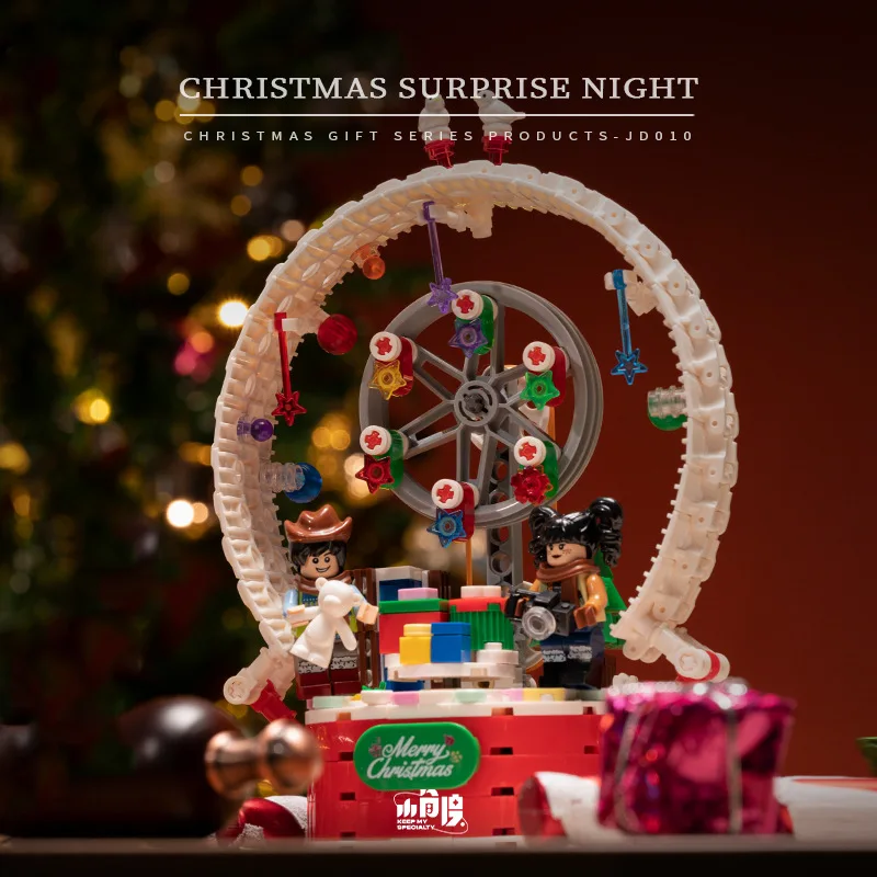 3D Puzzle Handmade Assembly Model Toys, Christmas Rotating Ferris Wheel, Building Model Ornaments, Gift, XT105