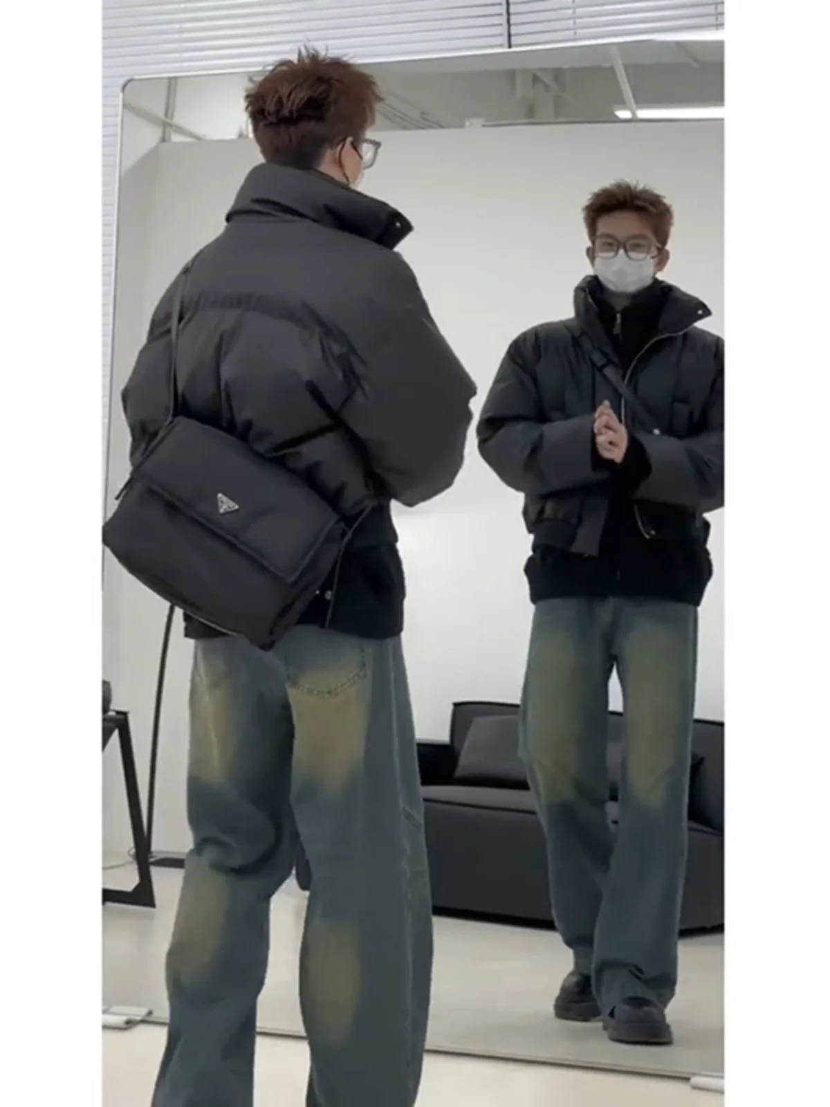 

Мужская зимняя хлопковая куртка Cleanfit с утолщенным воротником из искусственной кожи, теплая, однотонная, на молнии, повседневная, свободного кроя