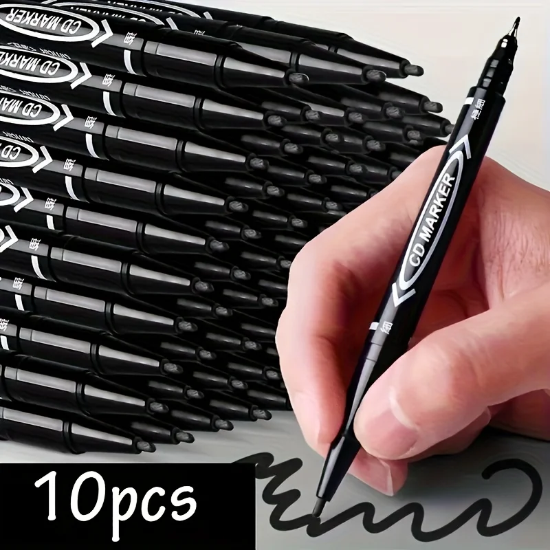 10 Double-Ended Permanent Markers - Fine Tip, Broad Tip, Quick-Drying, Non-Toxic, High-Quality Ink Art Supplies, Suitable for Drawing, Writing, Design - Ideal for Students, Artists, Schools, and Office Use, Student Stationery, Stylish Markers, Durable Writing Tools, Smooth Writing, Exclusive for Creative Professionals