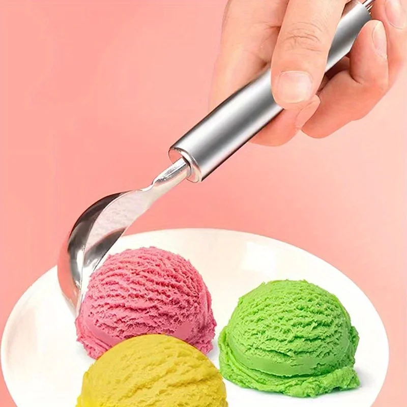 Stainless Steel Ice Cream Scoop With Non-Stick Surface - Perfect For Making Fruit Ice Balls And Watermelon Scoops