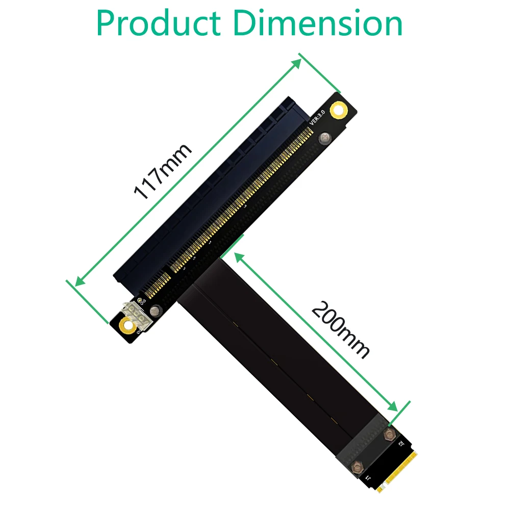 Графический удлинительный кабель NVME M.2–x16 PCIE Riser M2 — PCI Express Кабель-адаптер 20 см, полная скорость для майнинга биткойнов BTC