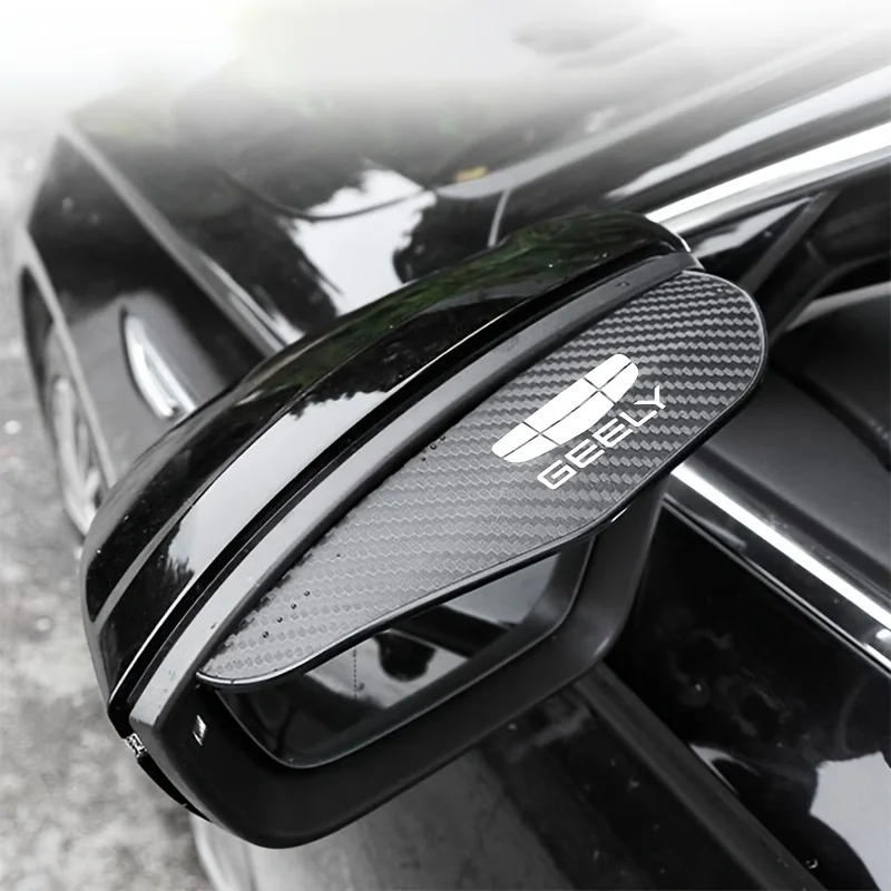 2Pcs Car Rearview Mirror Rain Shield Rain Eyebrow Rain Cover Universal Carbon Fiber Rear View Sun Visor Sticker for Geely