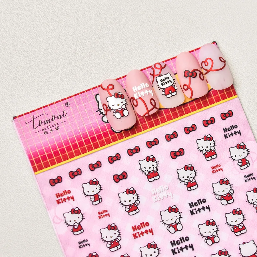 Cartoon Sanrio Nagelsticker Hellokitty Melodie Kuromi Anime Stickers Nail Art Decoratie Diy Press Op Nagels