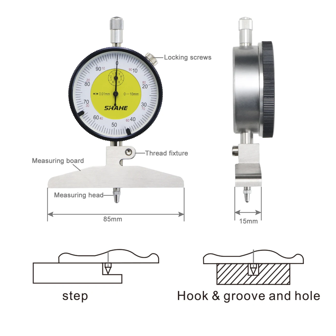 Shahe Dial Indicator Measuring Gauge Depth Indicator Dial Indicator Gauge