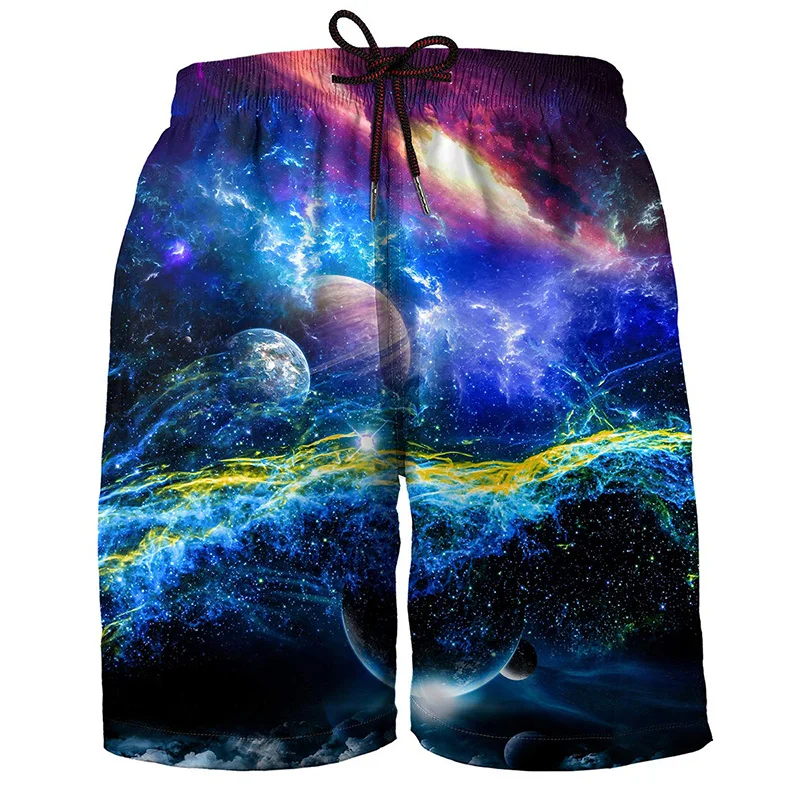 Colorful Smog Graffiti Starry Sky Shorts Pants Men 3D Printed y2k Board Shorts Summer Hawaiian Swimsuit Cool Surfing Swim Trunks