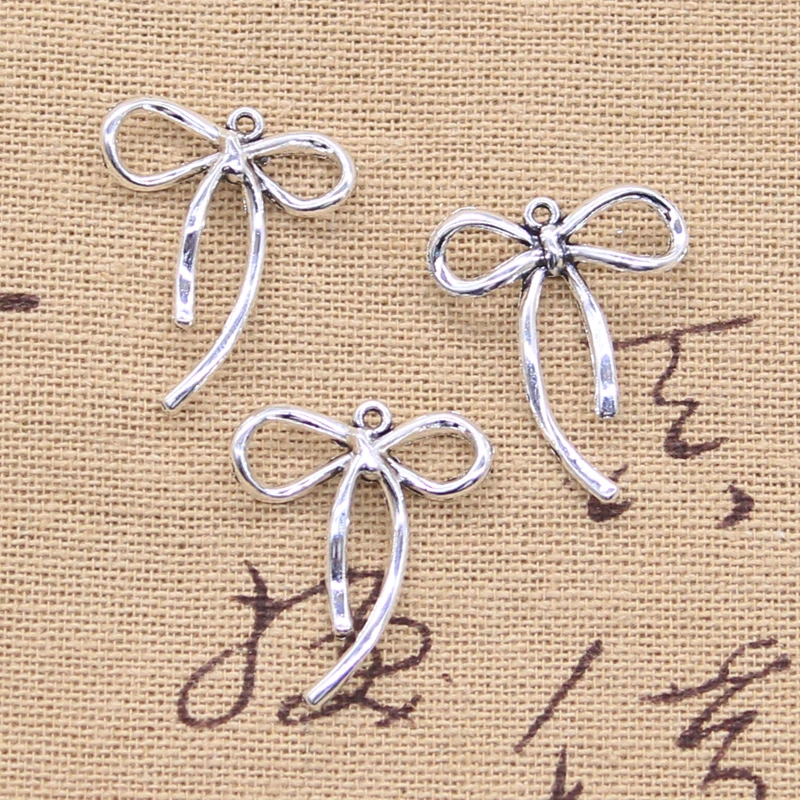 30 Stück Charms Schleife Schleife 25x21mm Tibetsilber Farbe Anhänger Antik Schmuckherstellung DIY Handarbeit Handwerk
