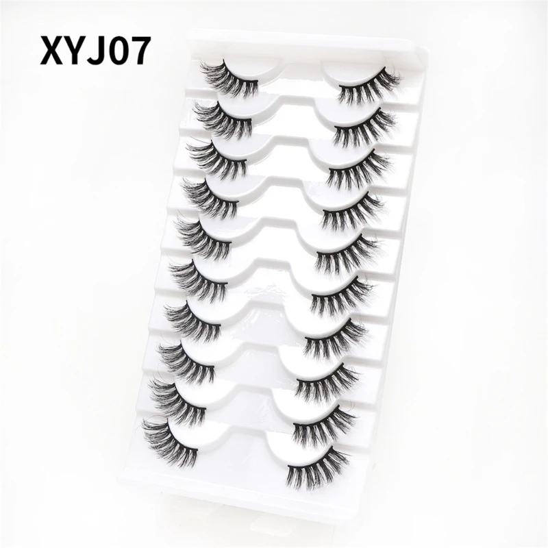 Y1UF 10Pair Half Lashes False Eyelashes Natural Cat-Eye Lashes 3/4 Corner Lashes Pack