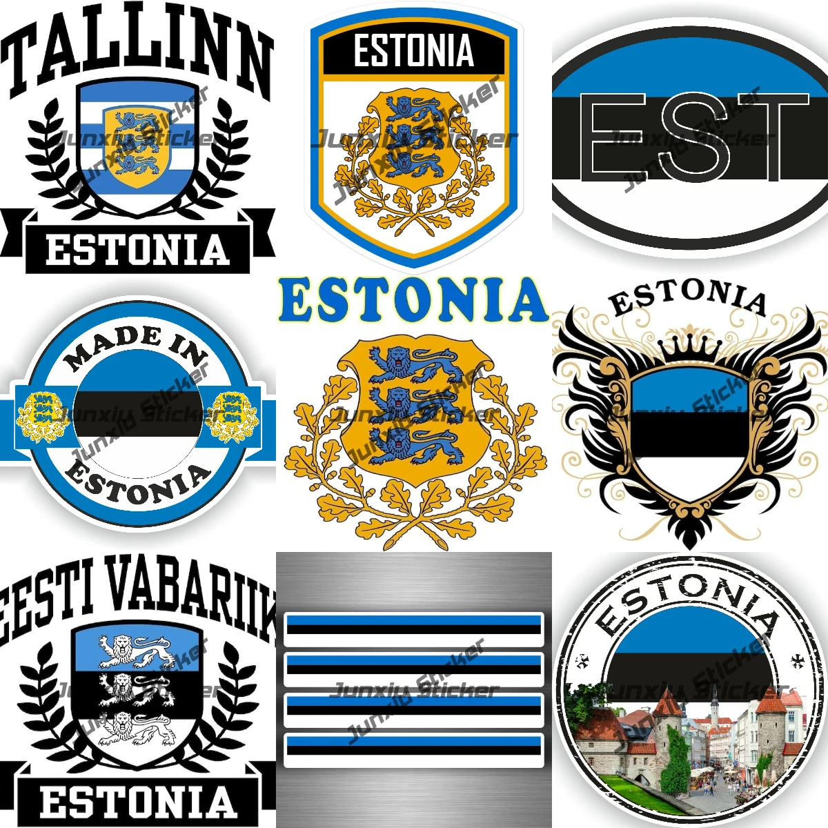 Estonia Coat of Arms Emblem Vinyl Stickers Estonian Stripe Flag Map Tallinn Eesti Vabariik Badge Decoration Share Your Estonian