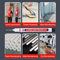 Red/Black Ink Long Head Markers Pen–1/5/10/Pcs Multi-purpose for Woodworking Tile Decoration Deep Hole Marker Pens Quick-Dry