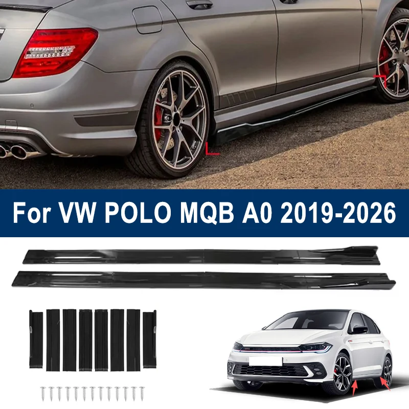 

For Volkswagen POLO MQB A0 2019-2026 Car Side Skirt Splitters Extended Side Spoiler Sport Body Kit Bumper Lip Modified Part 8Pcs
