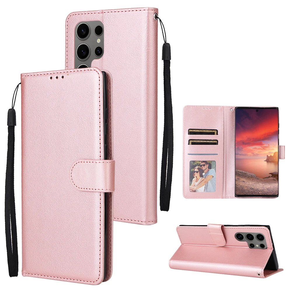 PU Leather Wallet Phone Case for Samsung Galaxy S25 Ultra Plus S24 FE S23 Cover Magnetic With Picture Frame