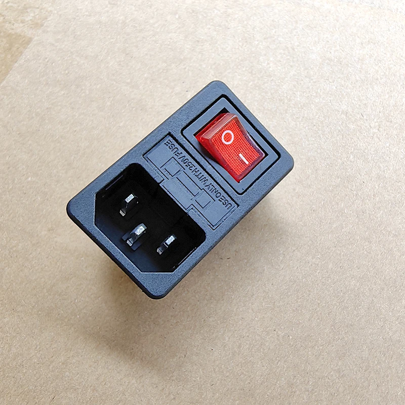 AC power socket AC-14-F16 with lamp and fuse word card socket with kcd4 switch in three