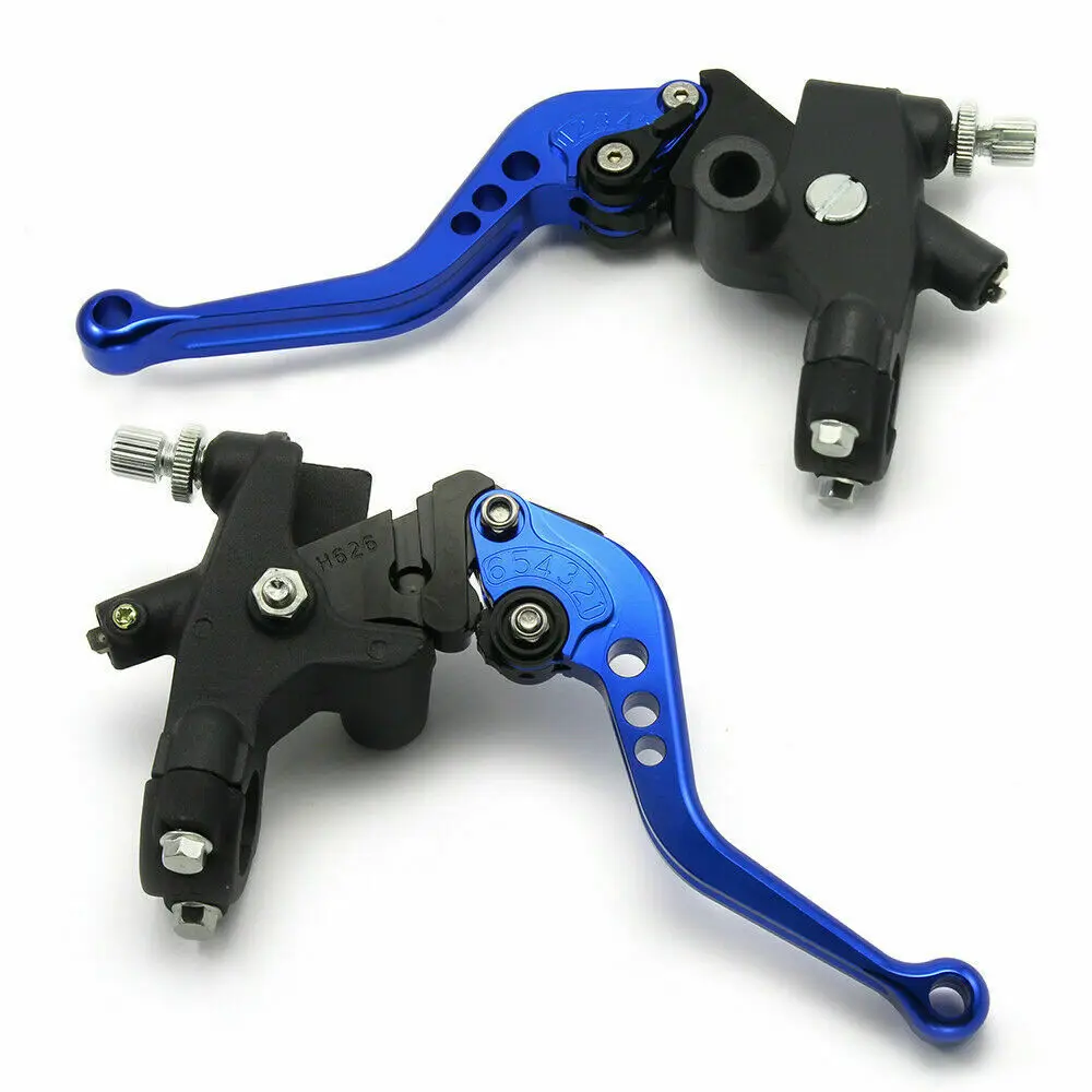 2PCS 22mm Aluminum Motorcycle Clutch Brake Master Cylinder Reservoir Levers Kit Fluid Reservoir Set Blue