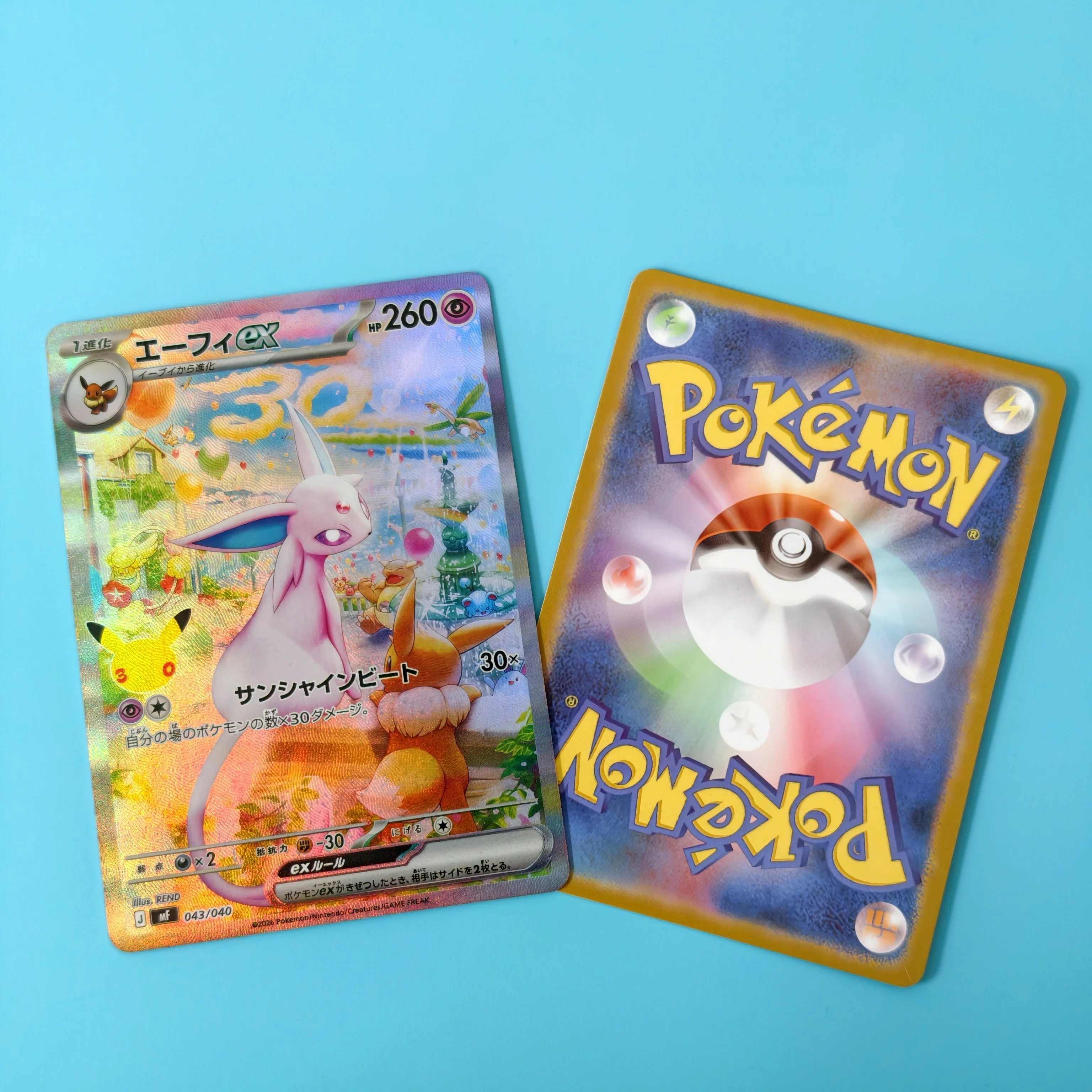 Japanese PKM 30th CELEBRATION Collection Card TCG Espeon Umbreon Sylveon EX Rainbow Holo DIY Self Made Classic Game Card