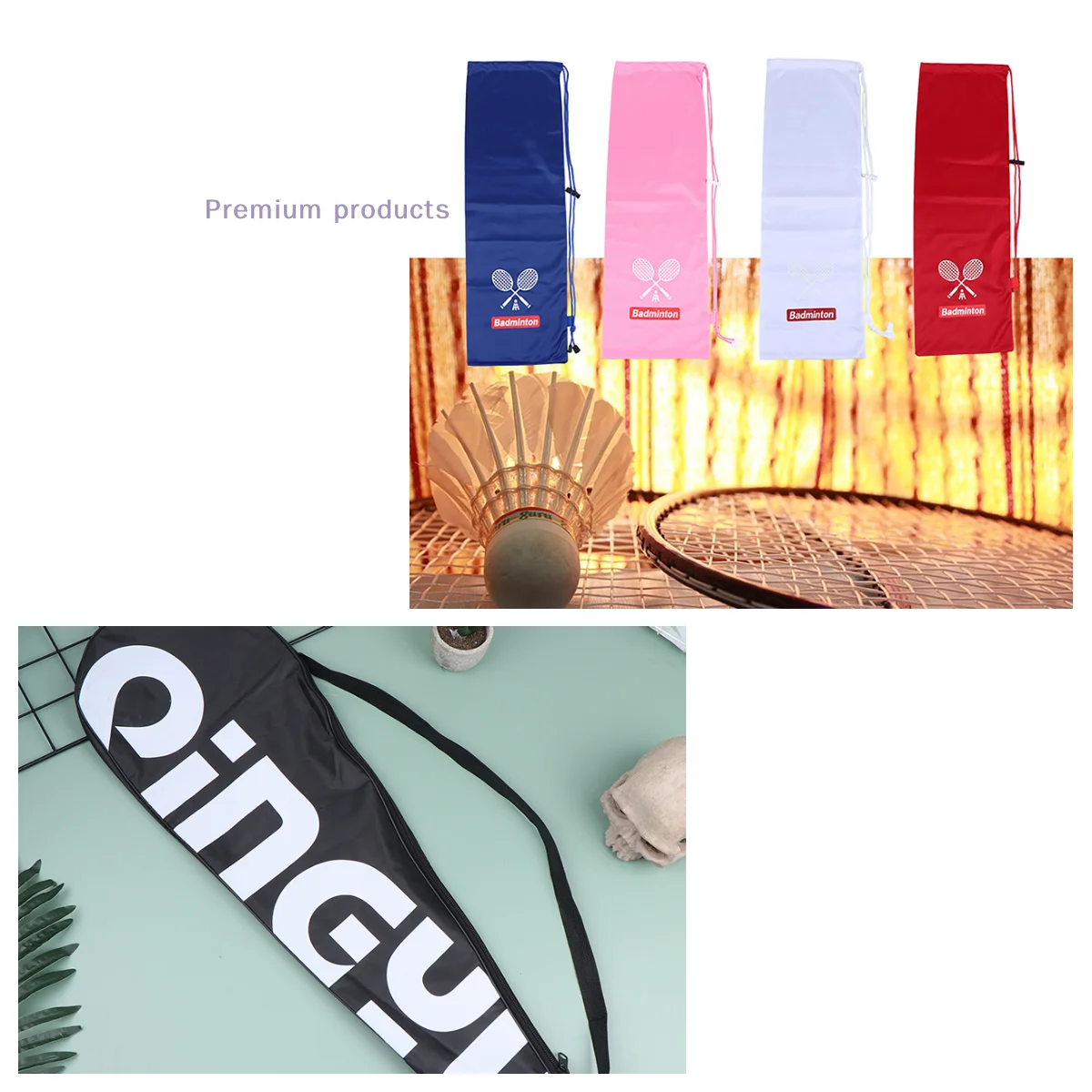 

1Pc Thickening Badminton Rackets Bag Racquet Pouch Wear Resistant Large Capacity Resistant To Badminton fleece bag