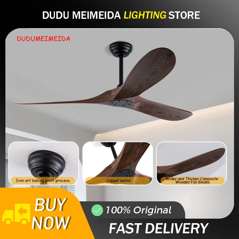 52 60 Inch Modern Ceiling Fan Without Light 3 ABS Blades 6 Speed Quiet Fans Reversible DC Motor Electric Fan Indoor Outdoor