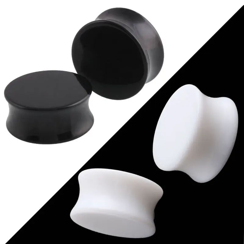 2pcs White Black Transparent Acrylic Ear Plugs Tunnels Ear Expander Stretcher Piercing Body Jewelry Earring