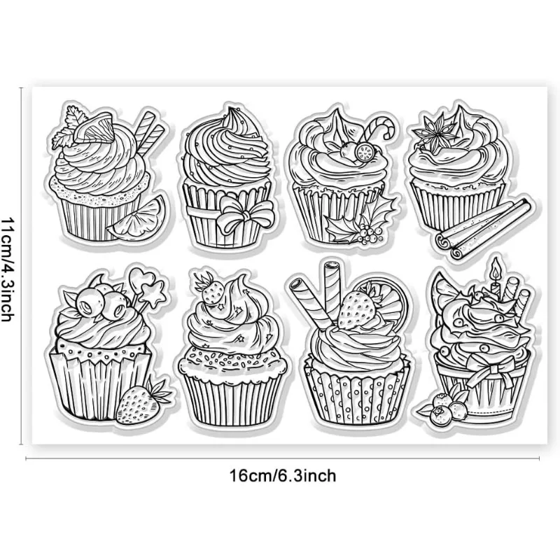 1pc Cupcake Clear Stamps Cupcake Decorative Clear Stamps Silicone Stamps for Card Making and Photo Album Decor Decoration