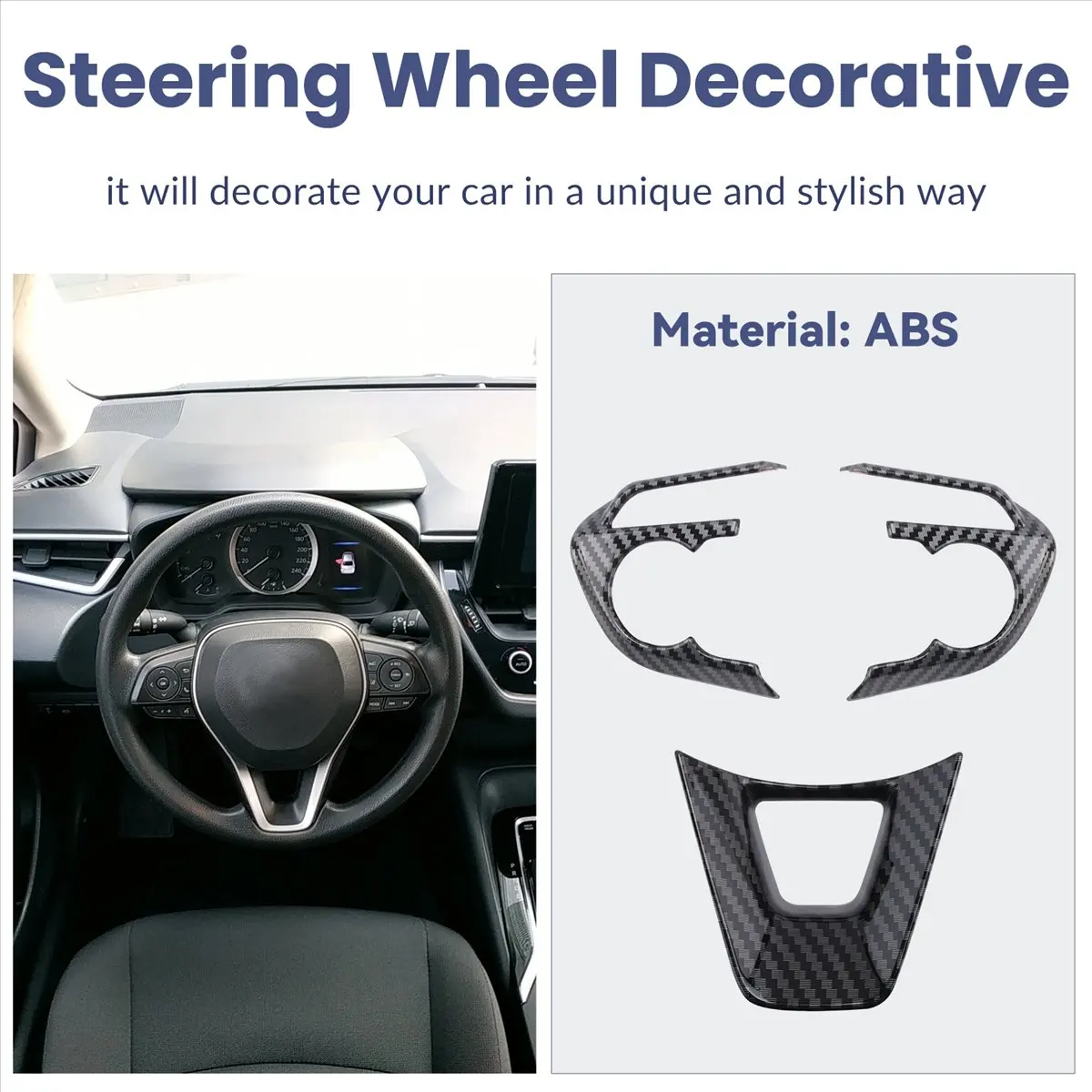 Super Sale for Toyota Cross 2019-2021 Car Carbon Fiber Style Steering Wheel Button Cover Trim Decorative Frame Sticker Accessori