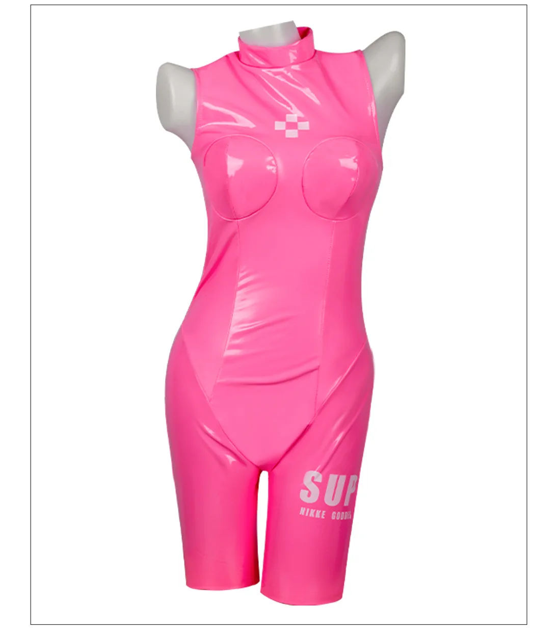 Victory Goddess cosplay complete outfit including leather jumpsuit, jacket, wig, and bunny ear accessories, suitable for Hallowe - view 5