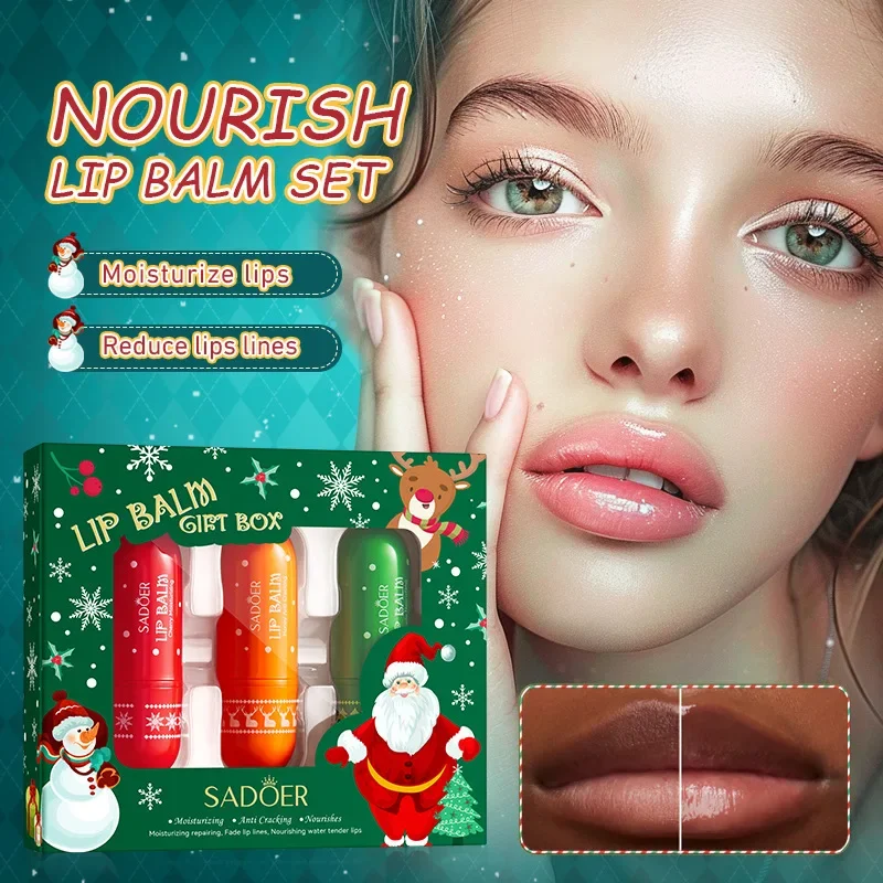 Recomendar SADOER Natal Lip Balm Conjunto de presente de bálsamo labial outono/inverno