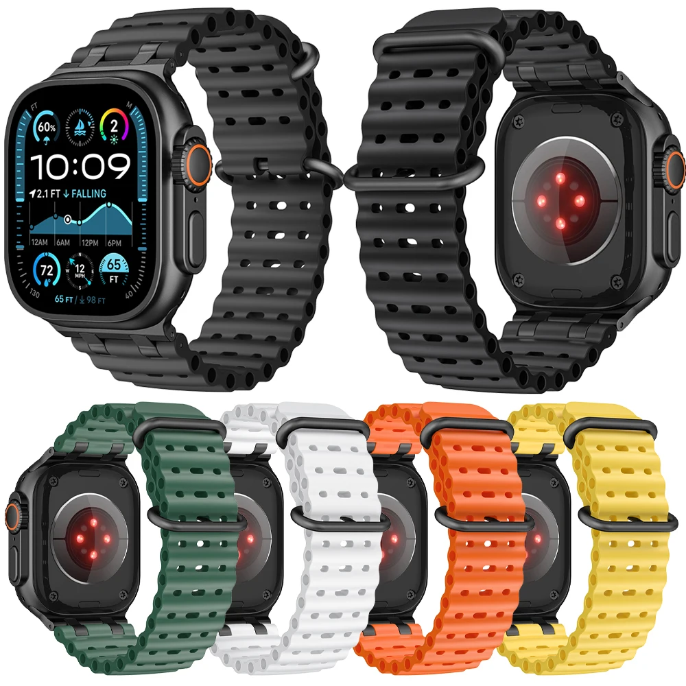 

Silicone Metal Interface Sport Strap for Apple Watch Ultra 49mm 10 42mm46mm High Quality Wristband for 9 8 7 6 SE 45mm 44mm 42mm